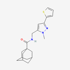 molecular formula C20H25N3OS B2603635 N-{[1-methyl-3-(thiophen-2-yl)-1H-pyrazol-5-yl]methyl}adamantane-1-carboxamide CAS No. 2309340-53-0