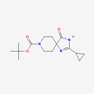 molecular formula C15H23N3O3 B2603638 tert-Butyl 2-cyclopropyl-4-oxo-1,3,8-triazaspiro[4.5]dec-1-ene-8-carboxylate CAS No. 1779126-43-0