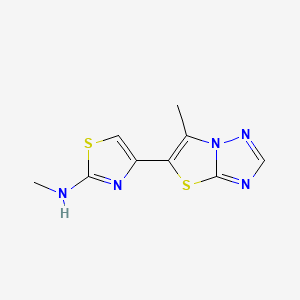 molecular formula C9H9N5S2 B2603652 N-methyl-4-(6-methyl[1,3]thiazolo[3,2-b][1,2,4]triazol-5-yl)-1,3-thiazol-2-amine CAS No. 187596-92-5