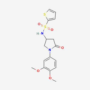 molecular formula C16H18N2O5S2 B2603669 N-[1-(3,4-dimethoxyphenyl)-5-oxopyrrolidin-3-yl]thiophene-2-sulfonamide CAS No. 905689-95-4