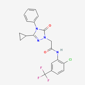 molecular formula C20H16ClF3N4O2 B2603679 N-(2-chloro-5-(trifluoromethyl)phenyl)-2-(3-cyclopropyl-5-oxo-4-phenyl-4,5-dihydro-1H-1,2,4-triazol-1-yl)acetamide CAS No. 1396686-32-0