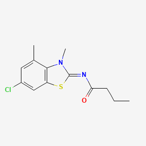 molecular formula C13H15ClN2OS B2603818 N-[(2Z)-6-chloro-3,4-dimethyl-2,3-dihydro-1,3-benzothiazol-2-ylidene]butanamide CAS No. 868370-57-4