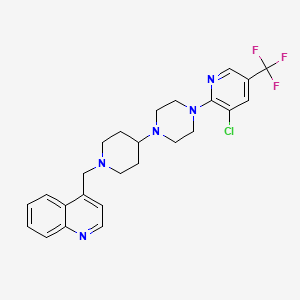 4-[(4-{4-[3-Chloro-5-(trifluoromethyl)pyridin-2-yl]piperazin-1-yl}piperidin-1-yl)methyl]quinoline