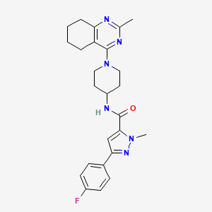 molecular formula C25H29FN6O B2603840 3-(4-fluorophenyl)-1-methyl-N-(1-(2-methyl-5,6,7,8-tetrahydroquinazolin-4-yl)piperidin-4-yl)-1H-pyrazole-5-carboxamide CAS No. 2034443-63-3