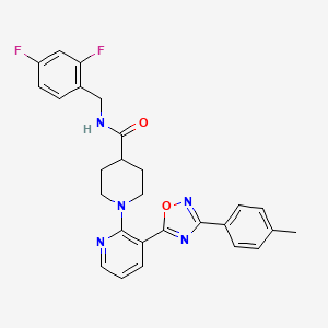 molecular formula C27H25F2N5O2 B2603852 N-[(2,4-difluorophenyl)methyl]-1-{3-[3-(4-methylphenyl)-1,2,4-oxadiazol-5-yl]pyridin-2-yl}piperidine-4-carboxamide CAS No. 1351787-39-7