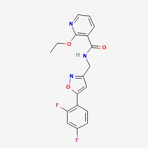 molecular formula C18H15F2N3O3 B2603887 N-((5-(2,4-difluorophenyl)isoxazol-3-yl)methyl)-2-ethoxynicotinamide CAS No. 1207051-43-1
