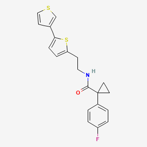 molecular formula C20H18FNOS2 B2603901 N-(2-([2,3'-bithiophen]-5-yl)ethyl)-1-(4-fluorophenyl)cyclopropanecarboxamide CAS No. 2034564-88-8