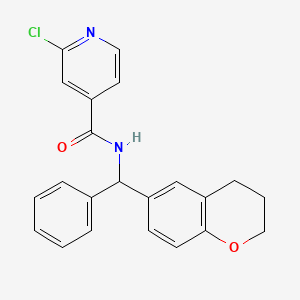 molecular formula C22H19ClN2O2 B2603915 2-chloro-N-[(3,4-dihydro-2H-1-benzopyran-6-yl)(phenyl)methyl]pyridine-4-carboxamide CAS No. 1387058-19-6