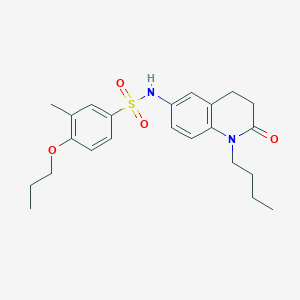 molecular formula C23H30N2O4S B2603918 N-(1-butyl-2-oxo-1,2,3,4-tetrahydroquinolin-6-yl)-3-methyl-4-propoxybenzene-1-sulfonamide CAS No. 954686-42-1