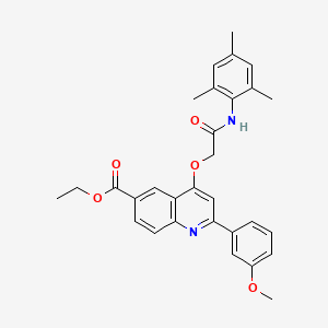 molecular formula C30H30N2O5 B2604027 ethyl 2-(3-methoxyphenyl)-4-{[(2,4,6-trimethylphenyl)carbamoyl]methoxy}quinoline-6-carboxylate CAS No. 1114647-07-2