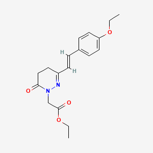 molecular formula C18H22N2O4 B2604097 ethyl 2-[3-(4-ethoxystyryl)-6-oxo-5,6-dihydro-1(4H)-pyridazinyl]acetate CAS No. 303146-61-4