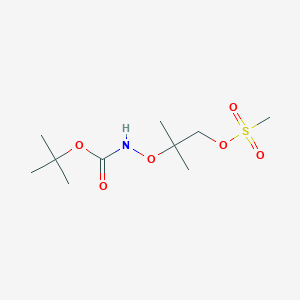 molecular formula C10H21NO6S B2604152 tert-butyl N-{[1-(methanesulfonyloxy)-2-methylpropan-2-yl]oxy}carbamate CAS No. 1909314-10-8