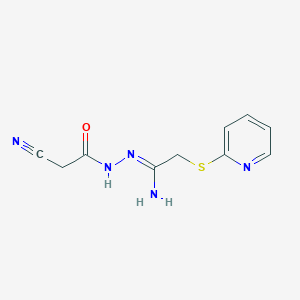 molecular formula C10H11N5OS B2604188 N'-[(1Z)-1-amino-2-(pyridin-2-ylsulfanyl)ethylidene]-2-cyanoacetohydrazide CAS No. 338418-71-6