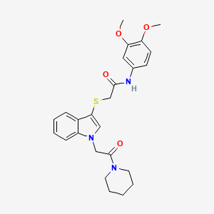 N-(3,4-dimethoxyphenyl)-2-((1-(2-oxo-2-(piperidin-1-yl)ethyl)-1H-indol-3-yl)thio)acetamide