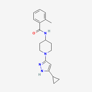 molecular formula C19H24N4O B2604229 N-[1-(5-cyclopropyl-1H-pyrazol-3-yl)piperidin-4-yl]-2-methylbenzamide CAS No. 1902913-05-6