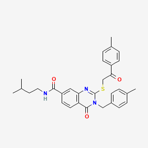 N-isopentyl-3-(4-methylbenzyl)-4-oxo-2-((2-oxo-2-(p-tolyl)ethyl)thio)-3,4-dihydroquinazoline-7-carboxamide
