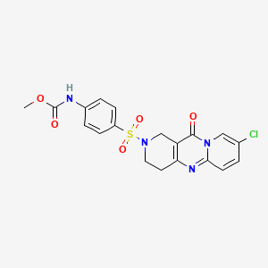 molecular formula C19H17ClN4O5S B2604258 methyl N-[4-[(13-chloro-2-oxo-1,5,9-triazatricyclo[8.4.0.03,8]tetradeca-3(8),9,11,13-tetraen-5-yl)sulfonyl]phenyl]carbamate CAS No. 2034267-67-7