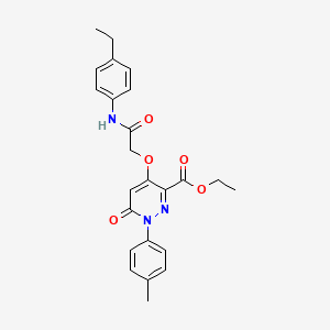 molecular formula C24H25N3O5 B2604263 Ethyl 4-(2-((4-ethylphenyl)amino)-2-oxoethoxy)-6-oxo-1-(p-tolyl)-1,6-dihydropyridazine-3-carboxylate CAS No. 899992-36-0
