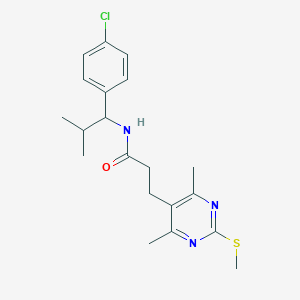 molecular formula C20H26ClN3OS B2604291 N-[1-(4-chlorophenyl)-2-methylpropyl]-3-[4,6-dimethyl-2-(methylsulfanyl)pyrimidin-5-yl]propanamide CAS No. 949741-96-2