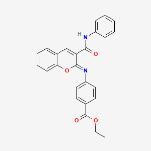 molecular formula C25H20N2O4 B2604315 ethyl 4-{[(2Z)-3-(phenylcarbamoyl)-2H-chromen-2-ylidene]amino}benzoate CAS No. 312706-94-8