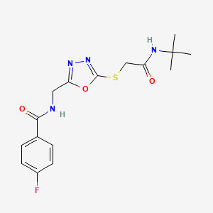 molecular formula C16H19FN4O3S B2604316 N-[(5-{[(tert-butylcarbamoyl)methyl]sulfanyl}-1,3,4-oxadiazol-2-yl)methyl]-4-fluorobenzamide CAS No. 906155-05-3
