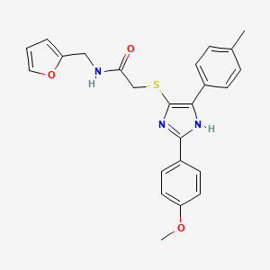 molecular formula C24H23N3O3S B2604330 N-[(furan-2-yl)methyl]-2-{[2-(4-methoxyphenyl)-5-(4-methylphenyl)-1H-imidazol-4-yl]sulfanyl}acetamide CAS No. 901233-82-7