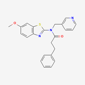 molecular formula C23H21N3O2S B2604336 N-(6-methoxy-1,3-benzothiazol-2-yl)-3-phenyl-N-[(pyridin-3-yl)methyl]propanamide CAS No. 895012-81-4