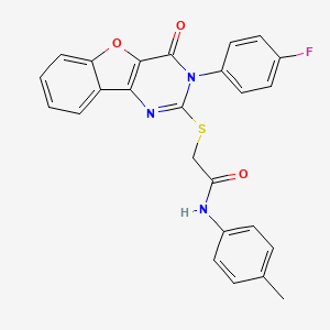2-((3-(4-fluorophenyl)-4-oxo-3,4-dihydrobenzofuro[3,2-d]pyrimidin-2-yl)thio)-N-(p-tolyl)acetamide
