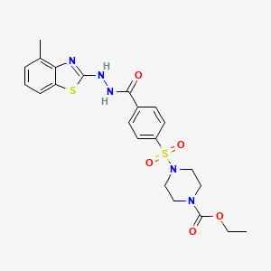 molecular formula C22H25N5O5S2 B2604427 ethyl 4-{4-[N'-(4-methyl-1,3-benzothiazol-2-yl)hydrazinecarbonyl]benzenesulfonyl}piperazine-1-carboxylate CAS No. 851978-03-5