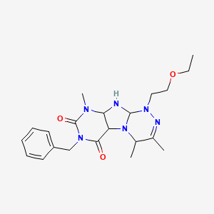 molecular formula C21H26N6O3 B2604432 7-benzyl-1-(2-ethoxyethyl)-3,4,9-trimethyl-1H,4H,6H,7H,8H,9H-[1,2,4]triazino[4,3-g]purine-6,8-dione CAS No. 919028-00-5