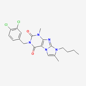 molecular formula C20H21Cl2N5O2 B2604433 8-butyl-3-(3,4-dichlorobenzyl)-1,7-dimethyl-1H-imidazo[2,1-f]purine-2,4(3H,8H)-dione CAS No. 922834-75-1
