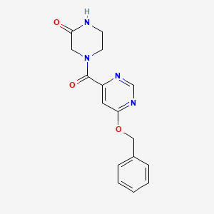 molecular formula C16H16N4O3 B2604440 4-(6-(Benzyloxy)pyrimidine-4-carbonyl)piperazin-2-one CAS No. 2034256-95-4