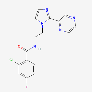 2-chloro-4-fluoro-N-(2-(2-(pyrazin-2-yl)-1H-imidazol-1-yl)ethyl)benzamide