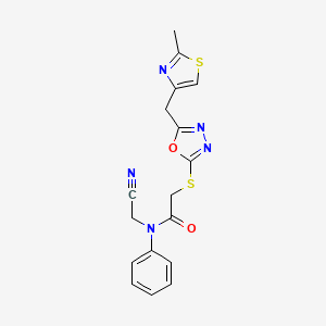 N-(cyanomethyl)-2-[[5-[(2-methyl-1,3-thiazol-4-yl)methyl]-1,3,4-oxadiazol-2-yl]sulfanyl]-N-phenylacetamide