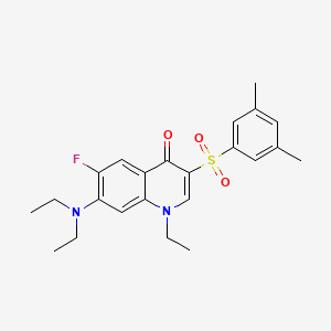 molecular formula C23H27FN2O3S B2604445 7-(diethylamino)-3-((3,5-dimethylphenyl)sulfonyl)-1-ethyl-6-fluoroquinolin-4(1H)-one CAS No. 931931-92-9
