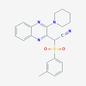 2-(3-(Piperidin-1-yl)quinoxalin-2-yl)-2-(m-tolylsulfonyl)acetonitrile