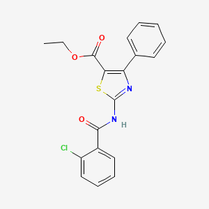 molecular formula C19H15ClN2O3S B2604447 Ethyl 2-(2-chlorobenzamido)-4-phenylthiazole-5-carboxylate CAS No. 312605-02-0