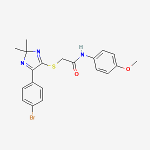 molecular formula C20H20BrN3O2S B2604462 2-{[5-(4-bromophenyl)-2,2-dimethyl-2H-imidazol-4-yl]sulfanyl}-N-(4-methoxyphenyl)acetamide CAS No. 899913-97-4