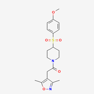 molecular formula C19H24N2O5S B2604470 2-(3,5-dimethyl-1,2-oxazol-4-yl)-1-[4-(4-methoxybenzenesulfonyl)piperidin-1-yl]ethan-1-one CAS No. 1790197-05-5