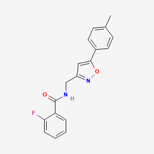 molecular formula C18H15FN2O2 B2604487 2-fluoro-N-((5-(p-tolyl)isoxazol-3-yl)methyl)benzamide CAS No. 946340-49-4