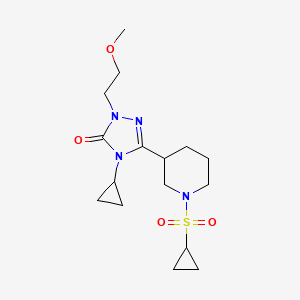 molecular formula C16H26N4O4S B2604491 3-[1-(cyclopropanesulfonyl)piperidin-3-yl]-4-cyclopropyl-1-(2-methoxyethyl)-4,5-dihydro-1H-1,2,4-triazol-5-one CAS No. 2178771-96-3