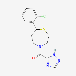 molecular formula C14H15ClN4OS B2604508 (7-(2-氯苯基)-1,4-噻杂丙烷-4-基)(1H-1,2,4-三唑-5-基)甲酮 CAS No. 1705359-05-2