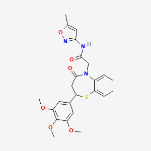 molecular formula C24H25N3O6S B2604527 N-(5-methylisoxazol-3-yl)-2-(4-oxo-2-(3,4,5-trimethoxyphenyl)-3,4-dihydrobenzo[b][1,4]thiazepin-5(2H)-yl)acetamide CAS No. 847410-74-6