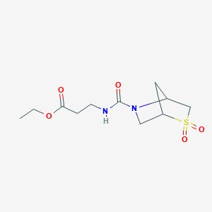 molecular formula C11H18N2O5S B2604541 Ethyl 3-(2,2-dioxido-2-thia-5-azabicyclo[2.2.1]heptane-5-carboxamido)propanoate CAS No. 2034222-37-0