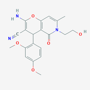 molecular formula C20H21N3O5 B2604559 2-amino-4-(2,4-dimethoxyphenyl)-6-(2-hydroxyethyl)-7-methyl-5-oxo-4H,5H,6H-pyrano[3,2-c]pyridine-3-carbonitrile CAS No. 884217-39-4