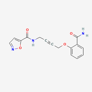 molecular formula C15H13N3O4 B2604577 N-(4-(2-carbamoylphenoxy)but-2-yn-1-yl)isoxazole-5-carboxamide CAS No. 1448047-18-4