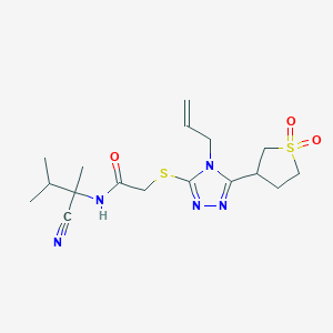 molecular formula C17H25N5O3S2 B2604583 N-(2-Cyano-3-methylbutan-2-yl)-2-[[5-(1,1-dioxothiolan-3-yl)-4-prop-2-enyl-1,2,4-triazol-3-yl]sulfanyl]acetamide CAS No. 1043058-13-4