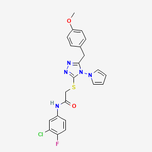 N-(3-chloro-4-fluorophenyl)-2-{[5-(4-methoxybenzyl)-4-(1H-pyrrol-1-yl)-4H-1,2,4-triazol-3-yl]sulfanyl}acetamide