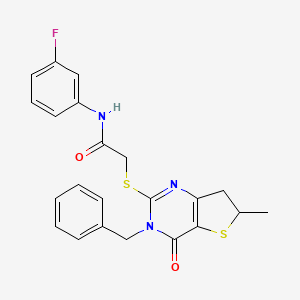 2-[(3-benzyl-6-methyl-4-oxo-6,7-dihydrothieno[3,2-d]pyrimidin-2-yl)sulfanyl]-N-(3-fluorophenyl)acetamide