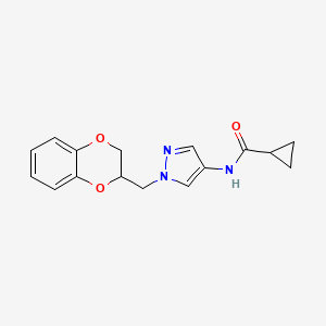 N-(1-((2,3-dihydrobenzo[b][1,4]dioxin-2-yl)methyl)-1H-pyrazol-4-yl)cyclopropanecarboxamide
